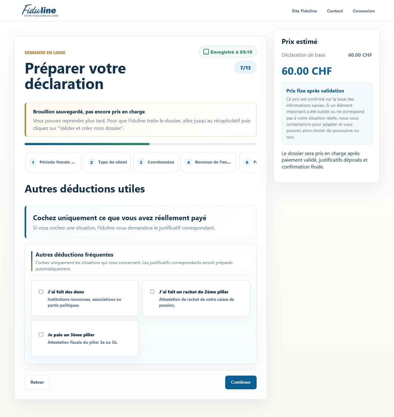 Ajouter les déductions utiles