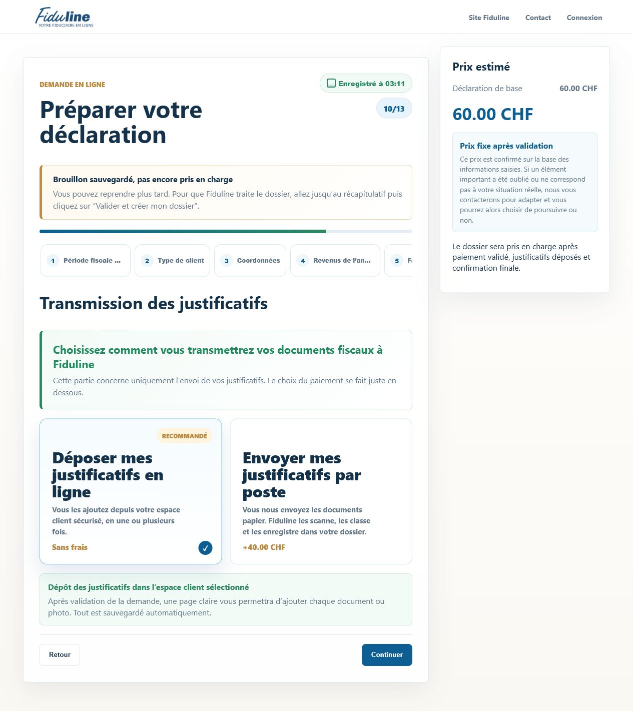 Choisir comment transmettre les justificatifs